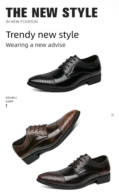 Men's Fashion Derby Shoes Lace-Up Business Office Dress Shoes for Weddings and Formal Events